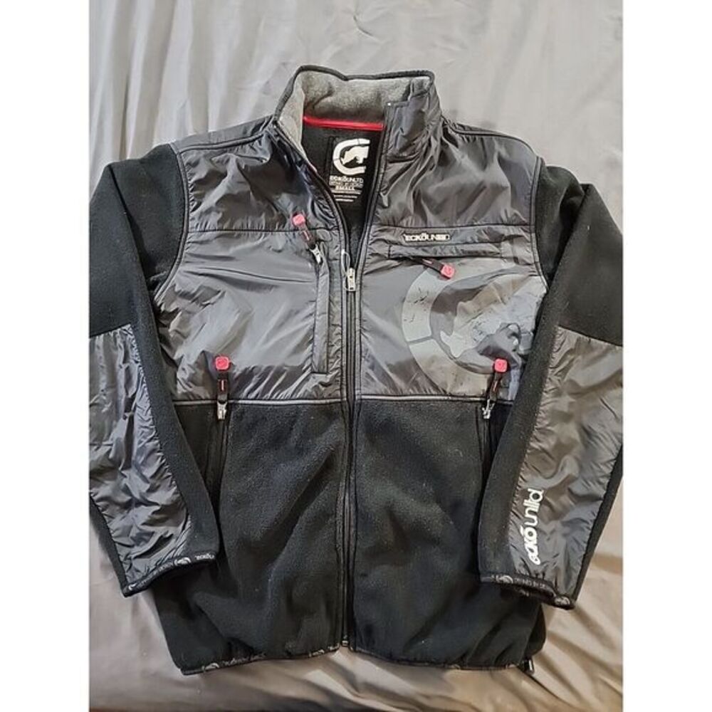 Ecko Unlimited Mens Sz Small Black Fleece‎ Jacket Windbreaker